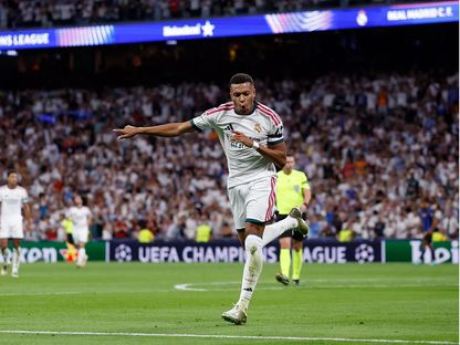 كيليان مبابي بعد تسجيله هدفاً لريال مدريد في مرمى إنتر ميلان بدوري أبطال أوروبا - 8 سبتمبر 2026 - realmadrid.com