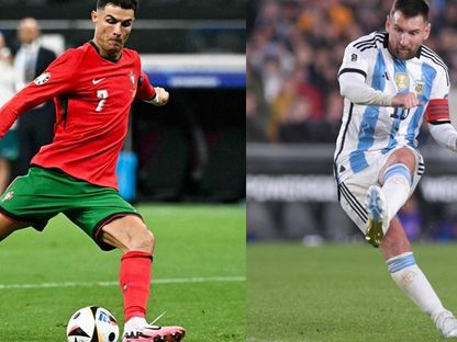 صورة مركبة للأرجنتيني ليونيل ميسي والبرتغالي كريستيانو رونالدو - 4 يوليو 2024 - الشرق