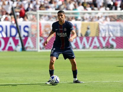 أشرف حكيمي لاعب باريس سان جيرمان خلال مواجهة ريال مدريد في نصف نهائي كأس العالم للأندية - 9 يوليو 2025 - Reuters