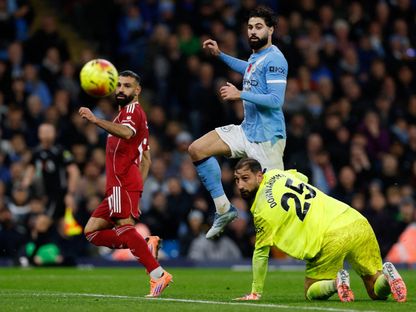 محمد صلاح مهاجم ليفربول يهدر فرصة أمام مانشستر سيتي - 9 نوفمبر 2025 - Action Images Via Reuters