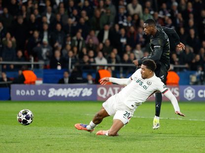 تسديدة عثمان ديمبيلي مهاجم باريس سان جيرمان في طريقها لمرمى تشيلسي - 11 مارس 2026 - Action Images via Reuters