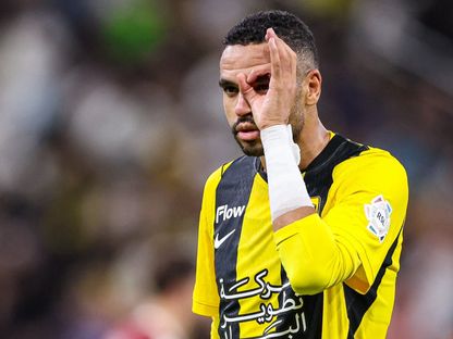 يوسف النصيري مهاجم الاتحاد يحتفل بهدفه أمام الخلود بالدوري السعودي - 15 أغسطس 2026 - X@ittihad