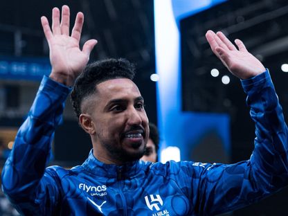 سالم الدوسري قائد الهلال يحتفل بالفوز على الحزم في الدوري السعودي - 8 يناير 2026 - X/@@Alhilal_FC