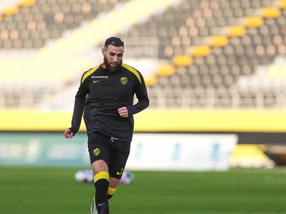 كريم بنزيما خلال تدريب للاتحاد السعودي - 25 يناير 2026 - X/@ittihad