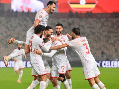 احتفال لاعبي تونس بتسجيل هدف في مرمى أوغندا بكأس إفريقيا - 23 ديسمبر 2025 - FB/@Équipe Nationale Tunisienne