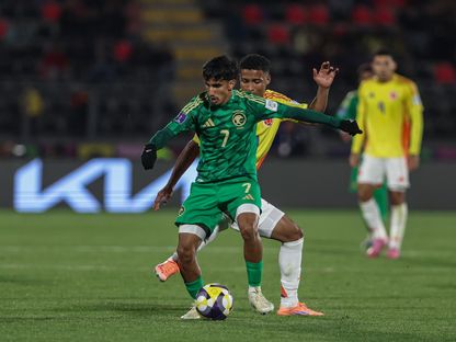 عمار الوهيبي لاعب السعودية خلال مواجهة كولومبيا بمونديال الشباب تحت 20 عاماً في تشيلي - 30 سبتمبر 2025 - x@SaudiNT