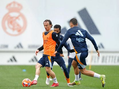 لوكا مودريتش خلال تدريب لريال مدريد - 11 أبريل 2025 - realmadrid.com