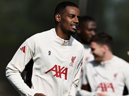 ألكسندر إيزاك خلال حصة تدريبية لفريق الجديد ليفربول الإنجليزي - 12 سبتمبر 2025 - facebook/LiverpoolFC