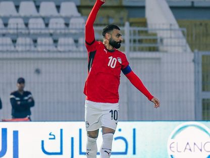 محمد صلاح قائد مصر يحتفل بهدفه الثاني في مرمى جيبوتي في تصفيات كأس العالم - 8 أكتوبر 2025 - X/@EgyptNT