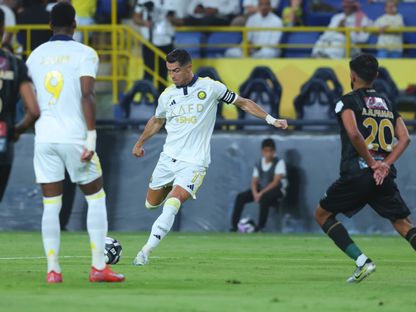 كريستيانو رونالدو خلال مباراة بين النصر والخليج بالدوري السعودي - 21 مايو 2025 - X/@AlNassrFC