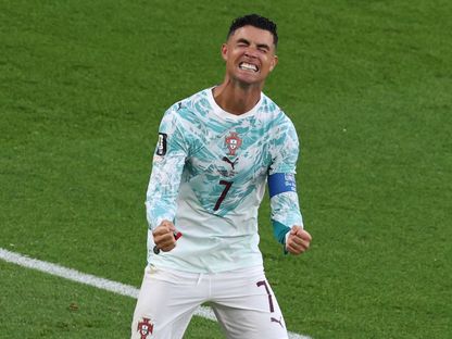 احتفال كريستيانو رونالدو نجم البرتغال بتسجيل هدف في مرمى كرواتيا بكأس العالم - 3 يوليو 2026 - Reuters