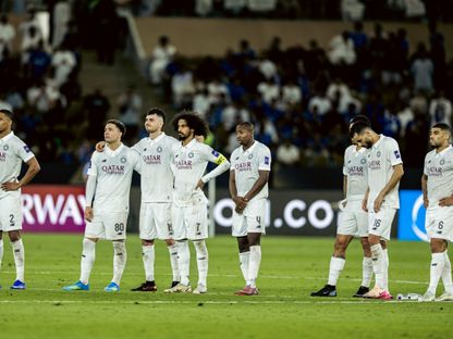 لاعبو السد القطري خلال تنفيذ ركلات الترجيح بمواجهة الهلال السعودي في ثمن نهائي دوري أبطال آسيا للنخبة - 14 أبريل 2026 - X/@AlsaddSC