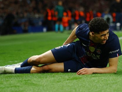 أشرف حكيمي خلال مباراة باريس سان جيرمان وبايرن ميونيخ بدوري أبطال أوروبا - 28 أبريل 2026 - Reuters