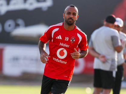 محمد مجدي أفشه لاعب الأهلي خلال تدريب - 26 أغسطس 2026 - FB/@Al Ahly SC