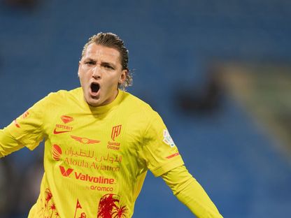 ماتيو ريتيغي مهاجم القادسية يحتفل بتسجيل هدف في مرمى النجمة في الدوري السعودي - 25 يناير 2026 - X/@Alqadsiah