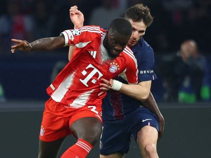 دايوت أوباميكانو وخفيتشا كفاراتسخيليا خلال مواجهة باريس سان جيرمان وبايرن ميونيخ بدوري أبطال أوروبا - 29 أبريل 2026 - Reuters