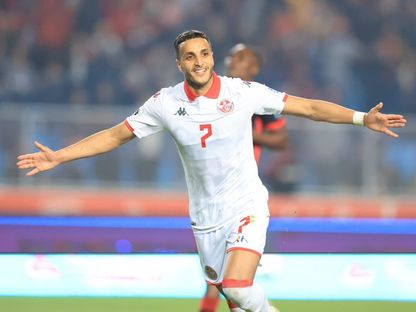 إلياس العاشوري لاعب تونس يحتفل بتسجيل هدف في مرمى مالاوي بتصفيات كأس العالم 2026 - 24 مارس 2025 - FB/@Équipe Nationale Tunisienne