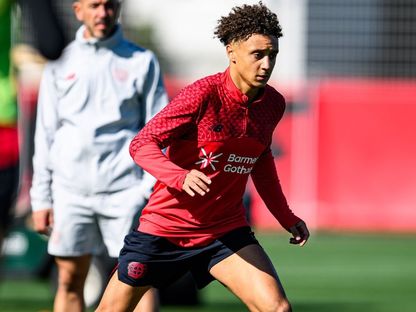 المغربي إلياس بن صغير لاعب باير ليفركوزن في حصة تدريبية - 2 أكتوبر 2025 - X/@bayer04_en