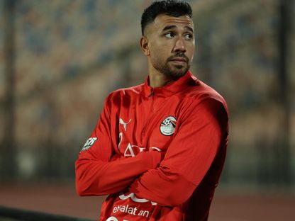 محمود حسن "تريزيغيه" خلال حصة تدريبية لمنتخب مصر - 14 ديسمبر 2025 - FACEBOOK/EFA