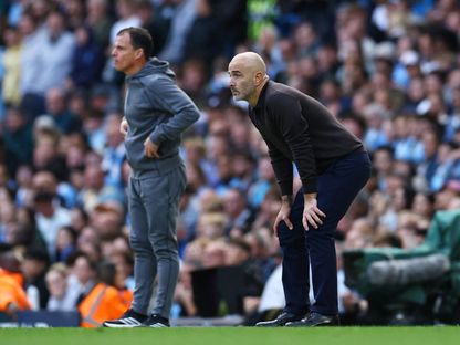 إنزو ماريسكا مدرب مانشستر سيتي خلال مواجهة سندرلاند في الدوري الإنجليزي الممتاز - 20 سبتمبر 2026 - REUTERS