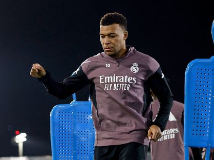 كيليان مبابي في مران ريال مدريد قبل نهائي السوبر الإسباني - 10 يناير 2026 - X/@realmadrid