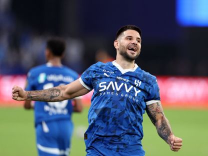ألكسندر ميتروفيتش بعد تسجيله هدفاً للهلال في مرمى القادسية بدوري روشن السعودي - 26 مايو 2025 - X/@aawsat_spt