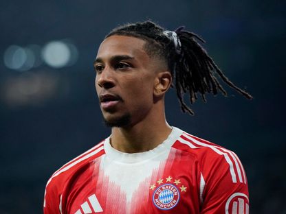لاعب بايرن ميونيخ مايكل أوليس خلال ربع نهائي دوري أبطال أوروبا ضد ريال مدريد - 7 أبريل 2026 - Reuters