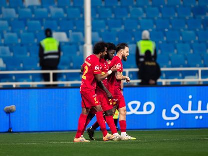 احتفال لاعبي القادسية بتسجيل هدف في مرمى الشباب بالدوري السعودي - 31 ديسمبر 2025 - X/@@Alqadsiah