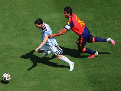 ليونيل ميسي ورودري خلال نهائي كأس العالم بين الأرجنتين وإسبانيا بملعب "ميتلايف" - 19 يوليو 2026 - Reuters
