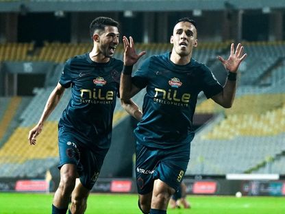 ناصر منسي مهاجم الزمالك يحتفل بهدفه الأول في مرمى المصري في الدوري المصري الممتاز - 5 أبريل 2026 - X/@ZSCOfficial