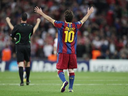ليونيل ميسي في نهائي دوري الأبطال بين برشلونة ومانشستر يونايتد - 28 مايو 2011 - Reuters