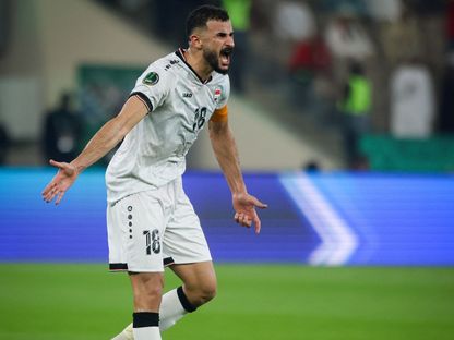 أيمن حسين نجم العراق يتفاعل خلال مواجهة عمان في افتتاح خليجي 27 - 23 سبتمبر 2026 - X/@Iraq National Team