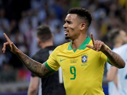 احتفال غابرييل جيسوس مهاجم البرازيل بتسجيل هدف في مرمى الأرجنتين بنصف نهائي كوبا أميركا - 3 يوليو 2026 - Reuters