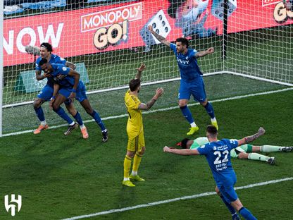 فرحة محمد كنو بهدف تقدم الهلال على النصر في قمة دوري روشن - 12 يناير 2026 - x@Alhilal_FC
