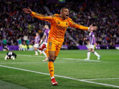 النجم الفرنسي كيليان مبابي مهاجم ريال مدريد يحتفل بهدفه في شباك بلد الوليد - 25 يناير 2025 - Reuters