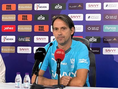 سيموني إنزاغي مدرب الهلال في مؤتمر صحافي - 28 أغسطس 2025 - X/@aawsat_spt