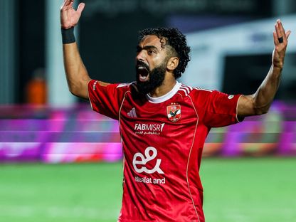حسين الشحات لاعب الأهلي يحتفل بهدفه في مرمى الزمالك في الدوري المصري - 29 سبتمبر 2025 - fb/Al Ahly