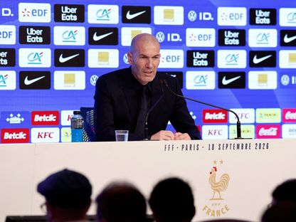 زين الدين زيدان خلال مؤتمر صحفي قبل مباريات دوري الأمم الأوروبية - 18 سبتمبر 2026 - Reuters