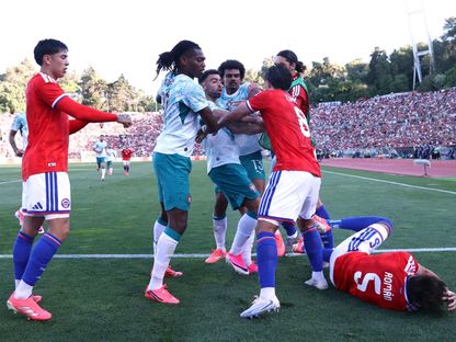 رافاييل لياو في شجار مع إيفان رومان خلال مباراة ودية بين البرتغال وتشيلي - 6 يونيو 2026 - Reuters
