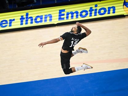 أحمد سعيد لاعب منتخب مصر للطائرة خلال مواجهة إيران في بطولة العالم - 14 سبتمبر 2025 - volleyballworld.com