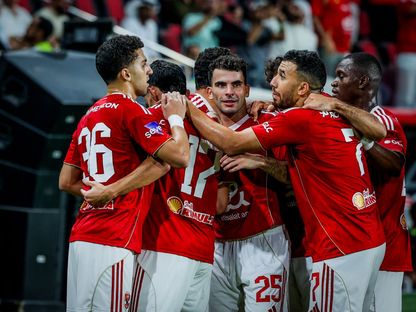 احتفال لاعبي الأهلي بتسجيل هدف في مرمى الزمالك بنهائي كأس السوبر المصري - 11 نوفمبر 2025 - FB/@Al Ahly SC