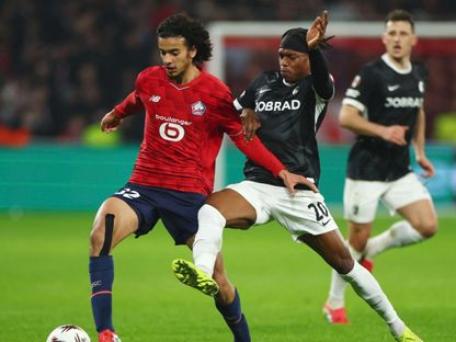 أيوب بوعدي لاعب ليل خلال مباراة ضد فرايبورغ بالدوري الأوروبي - 29 يناير 2026 - Reuters