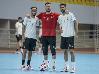 لاعبو منتخب ليبيا لكرة القدم الصالات "الفوتسال" في حصة تدريبية - 13 سبتمبر 2024 - FB/@الصفحة الرسمية لكرة القدم داخل الصالات ليبيا futsal