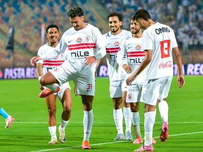 أحمد شريف يحتفل بأول أهدافه مع نادي الزمالك في المباراة ضد ديكاداها بكأس الكونفيدرالية الإفريقية - 18 أكتوبر 2025 - X/ZSCOfficial