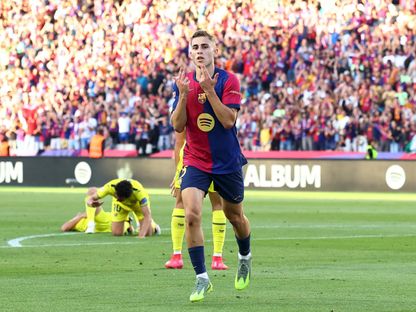فيرمين لوبيز بعد تسجيله هدفاً لبرشلونة في مرمى فياريال - 18 مايو 2025 - Reuters