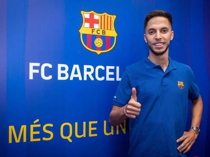 المغربي خالد بوزيد خلال تقديمه لاعباً جديداً في صفوف برشلونة لكرة الصالات - 28 يونيو 2024 - FCbarcelona.cat