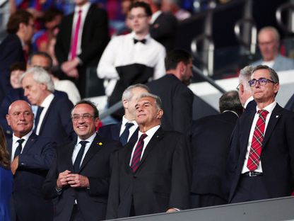 رئيس برشلونة جوان لابورتا قبل مباراة ضد أتلتيك بلباو - 27 أغسطس 2026 - REUTERS
