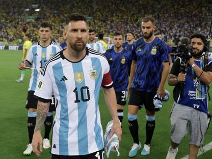 ليونيل ميسي قائد منتخب الأرجنتين قبل مواجهة البرازيل في تصفيات أميركا الجنوبية المؤهلة لكأس العالم 2026 - 22 نوفمبر 2023 - REUTERS