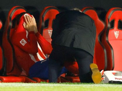 إصابة ألفارو موراتا في مباراة إشبيلية وأتلتيكو مدريد في الليغا 11-2-2024 - Atleti/x
