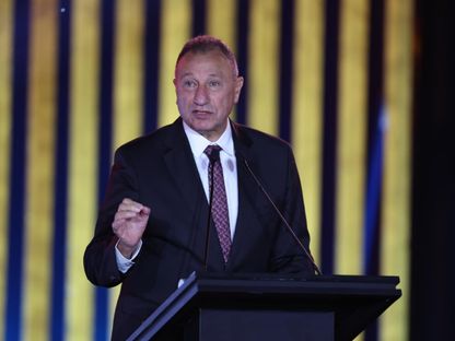 محمود الخطيب رئيس النادي الأهلي المصري خلال خطابه في حفل تدشين مشروع القرن للفريق- 4 يونيو 2024 - X/@AlAhly